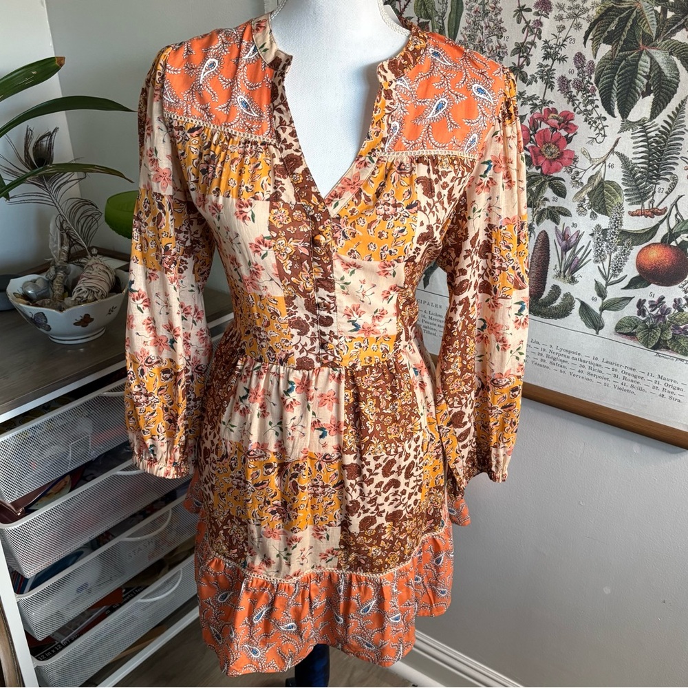 Umgee Bohemian Patchwork Dress Medium